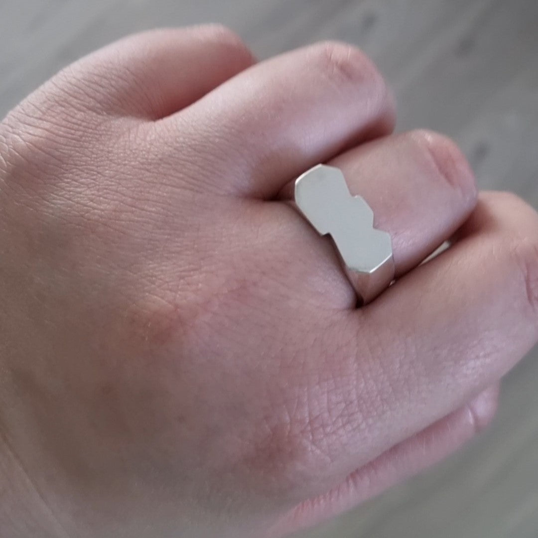 Pyrite signet ring stor